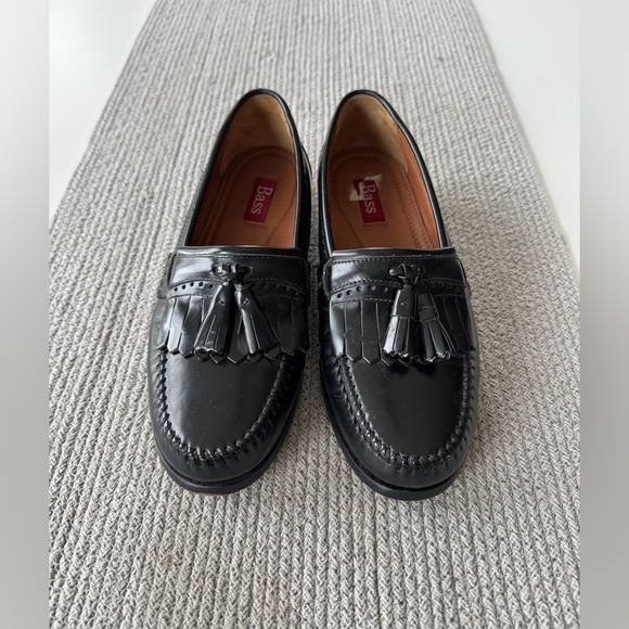 BASS Grammer Black Leather Tassel Fringe Loafers Size Men’s 7.5 - Picture 6 of 11